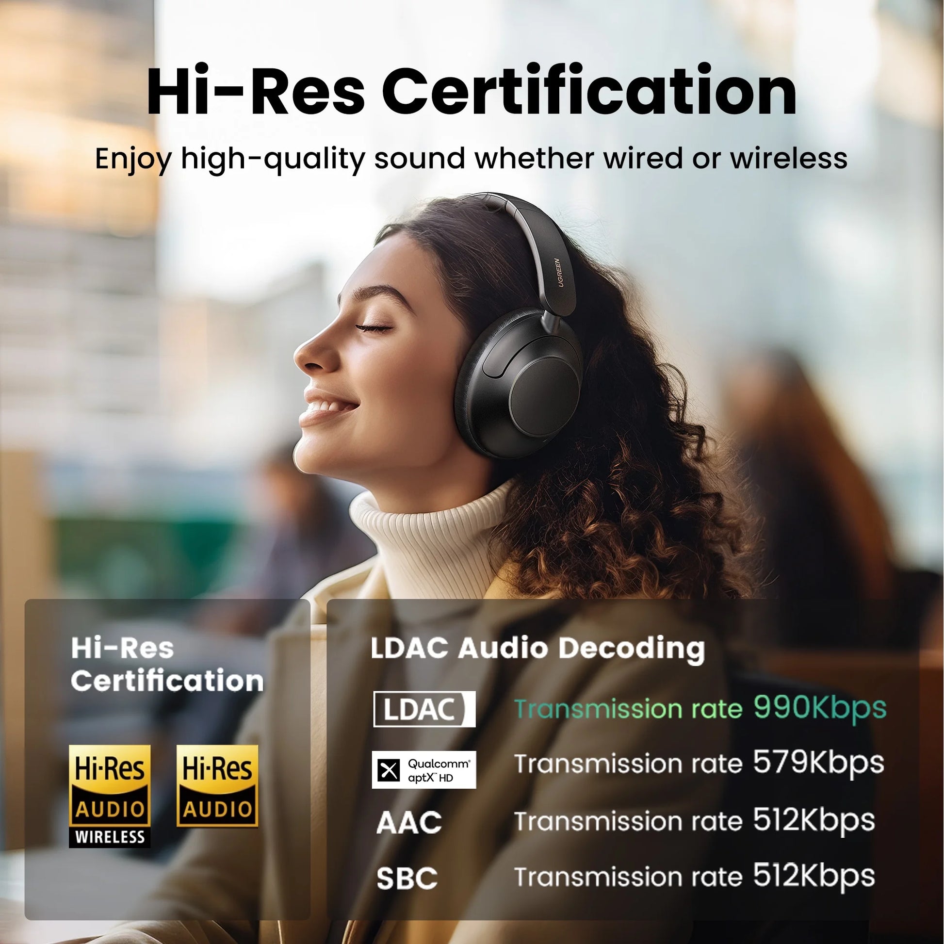 Max5 Bluetooth Noise Cancelling Headphones, over Ear, 90H Playtime, Black