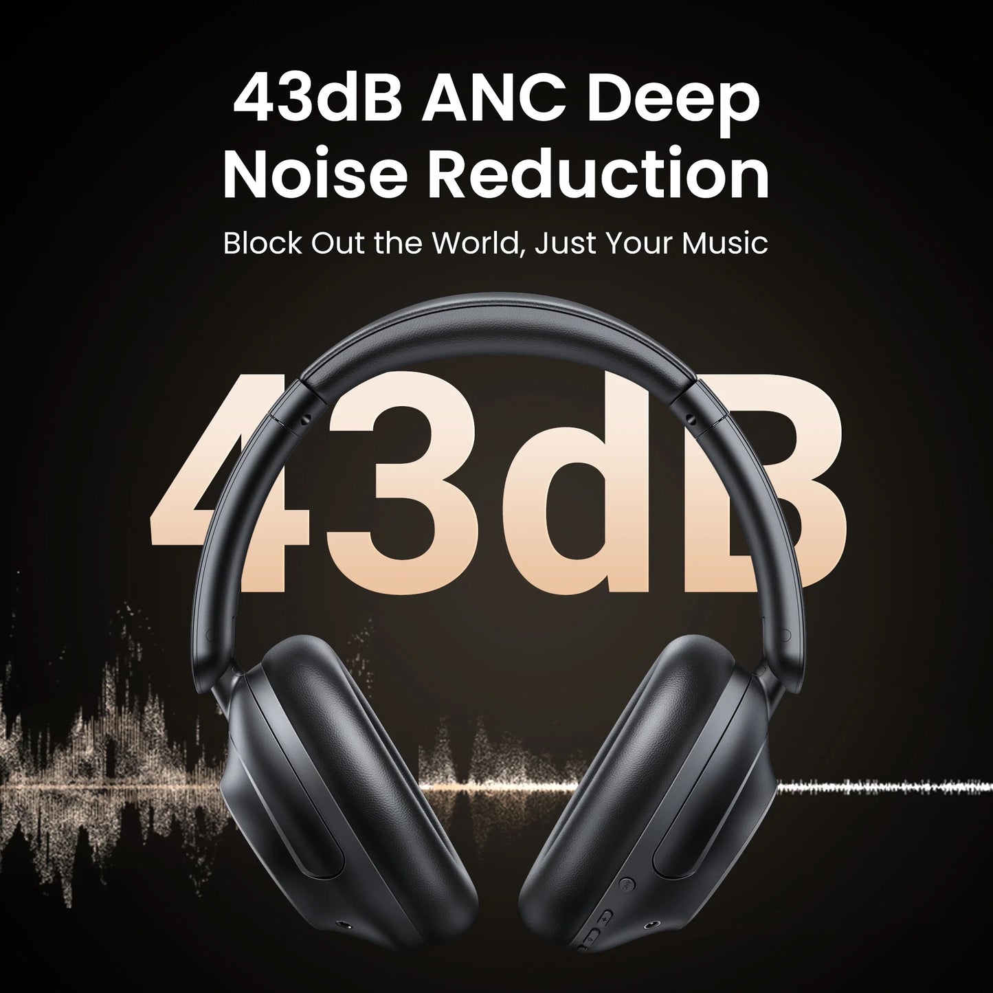 Max5 Bluetooth Noise Cancelling Headphones, over Ear, 90H Playtime, Black