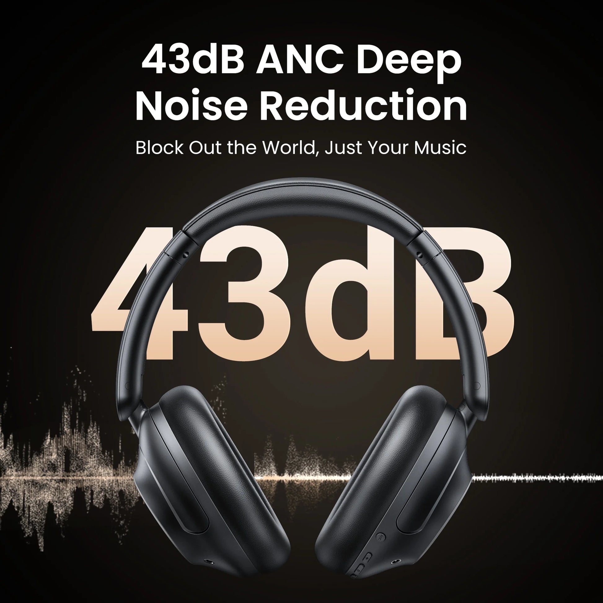 Max5 Bluetooth Noise Cancelling Headphones, over Ear, 90H Playtime, Black