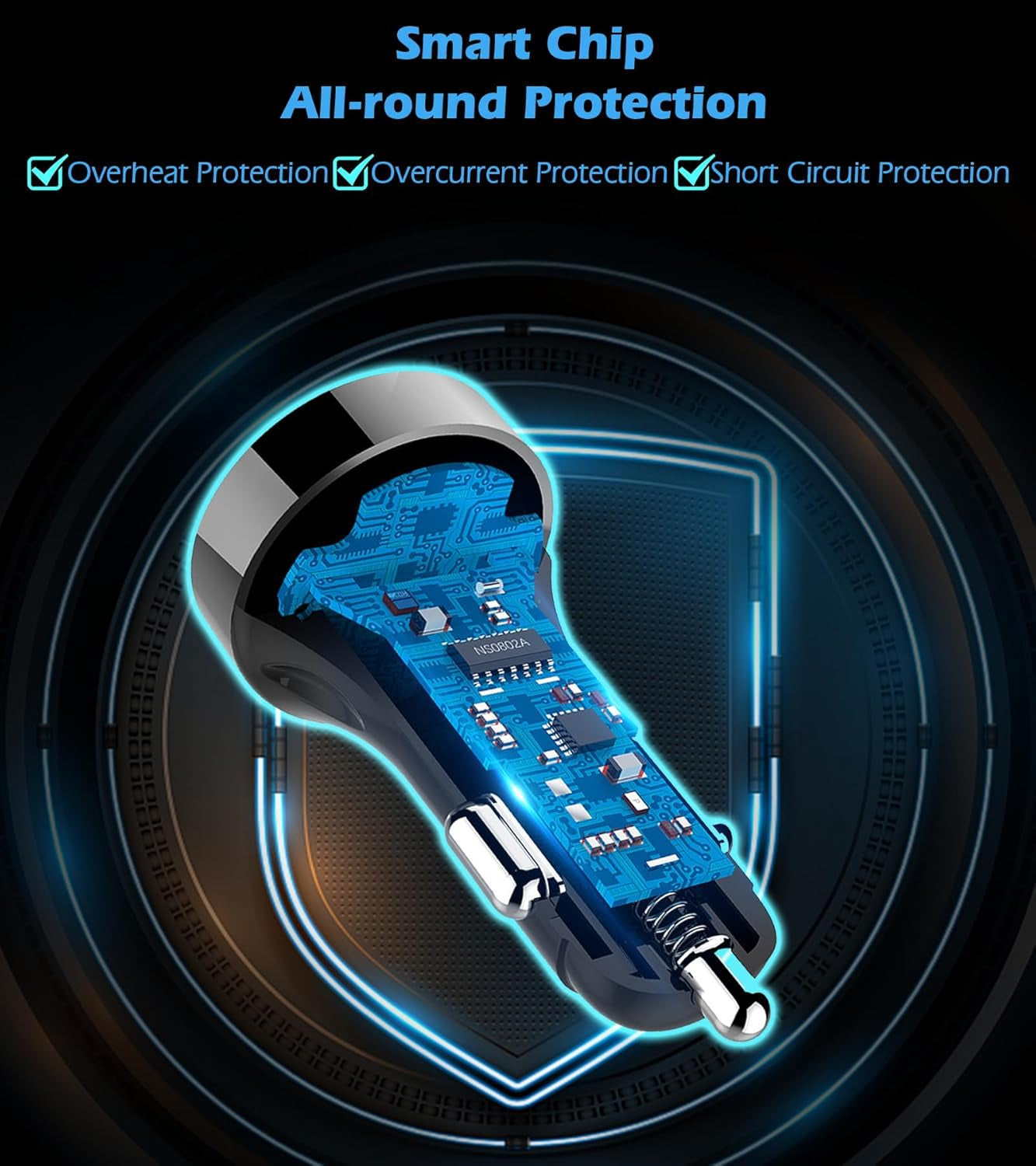 2 USB Car Charger,12V/24V Voltage Meter, Output 4.8A, Cigarette Lighter Plug Adapter Compatible with Iphone,Ipad, Samsung, USB Charging Devices, Silver