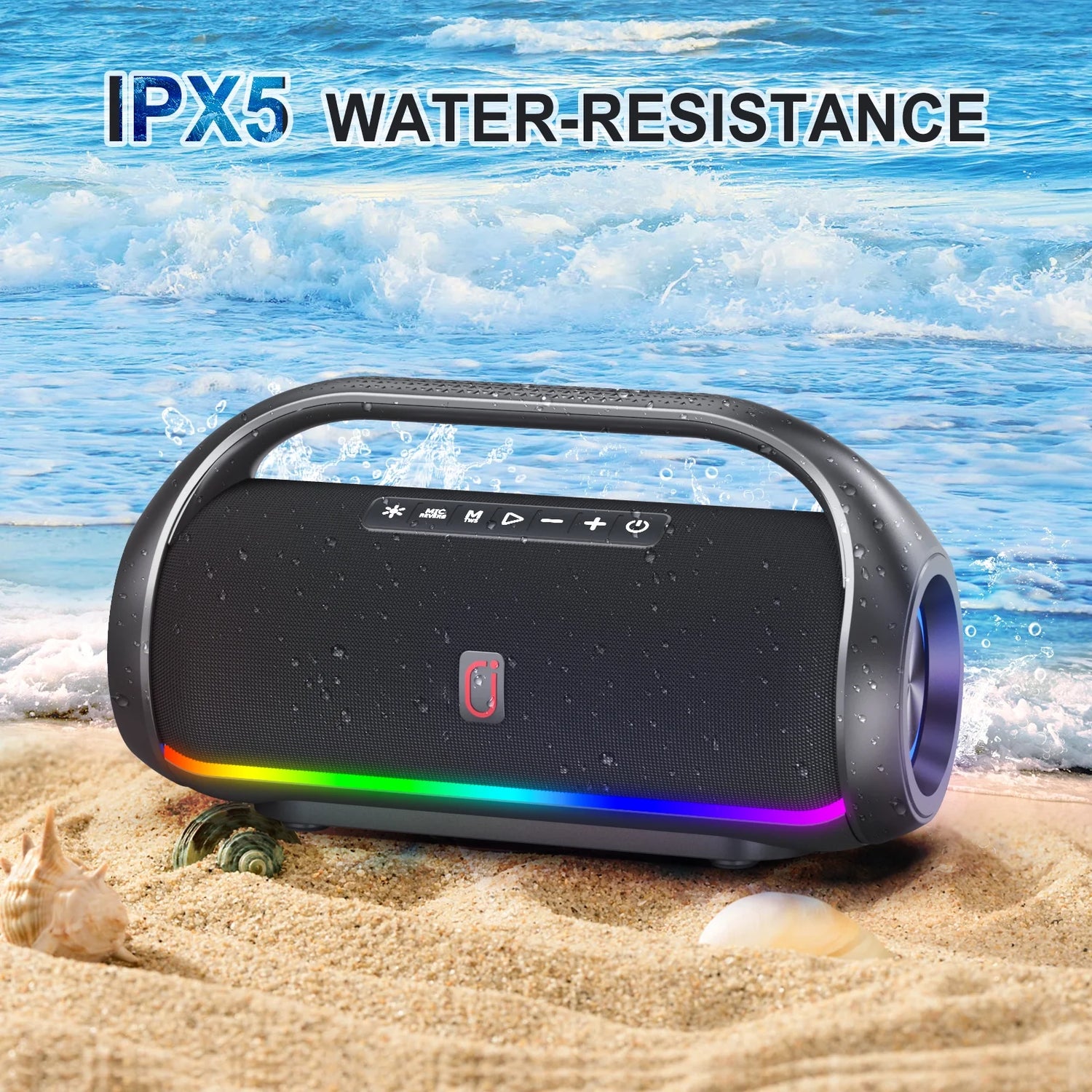 Bluetooth Speaker, Portable Speaker with DJ Lights, Deep Subwoofer, Wireless Waterproof Outdoor Speaker for Pool Beach Party, D20