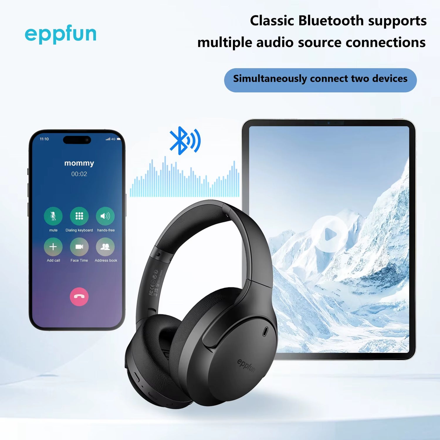 LE Audio over Ear Bluetooth 5.4 Headphones with Mic,Aptx Lossless/Lc3/Auracast Headset for Music Gaming TV Watching QC308