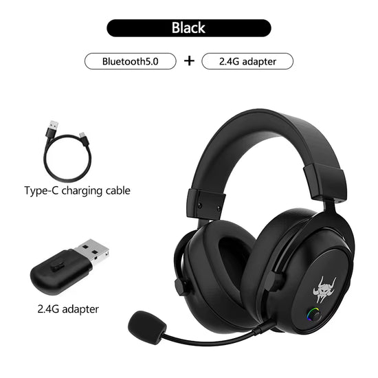 High-End 2.4G Wireless Overhead Sports Headphones with Bluetooth White Gaming Headset with Microphone Noise Canceling Headphones