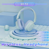 Wireless Bluetooth Headphones over Ear,Hi-Fi Stereo Wireless Headphones Foldable/Wired/Wireless with Microphone/Tf,Available for TV, Travel,Home Office Headset,Quick Charge 20 Hours Playtime Blue