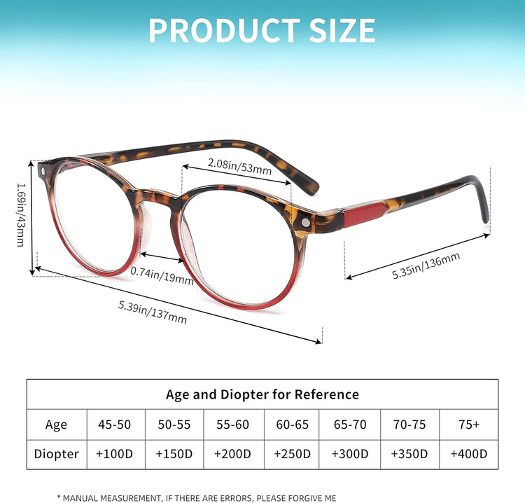 Reading Glasses for Women - Blue Light Blocking Ladies Spring Hinge Readers with Pouches anti Eyestrain/Glare Women&