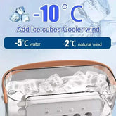 3 in 1 Air Cooler Fan with ice cubes for cooler wind, featuring water and natural wind options.