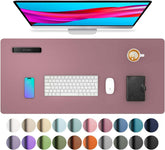 Leather Office Desk Mouse Pad Protector, Non-Slip PU Leather Laptop Desk Blotter/Mat, Waterproof Writing Pad for Office and Home, Dark Pink, 23.6" X 13.7"