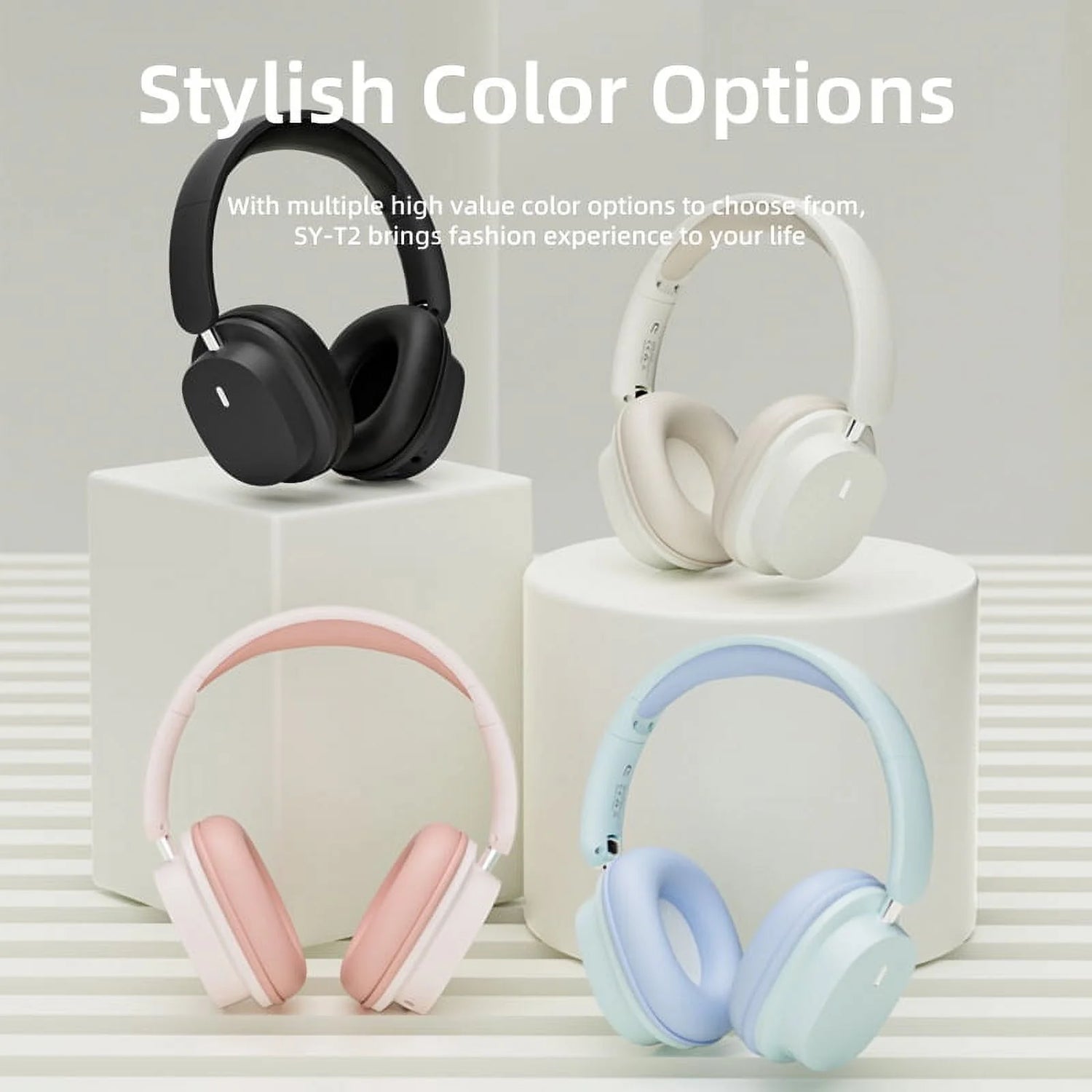 Wireless Bluetooth Headphones over Ear,Hi-Fi Stereo Wireless Headphones Foldable/Wired/Wireless with Microphone/Tf,Available for TV, Travel,Home Office Headset,Quick Charge 20 Hours Playtime Blue
