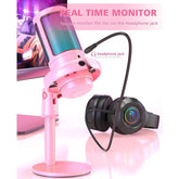 Gaming Microphone, RGB Condenser Mic with Touch Mute & Gain Knob