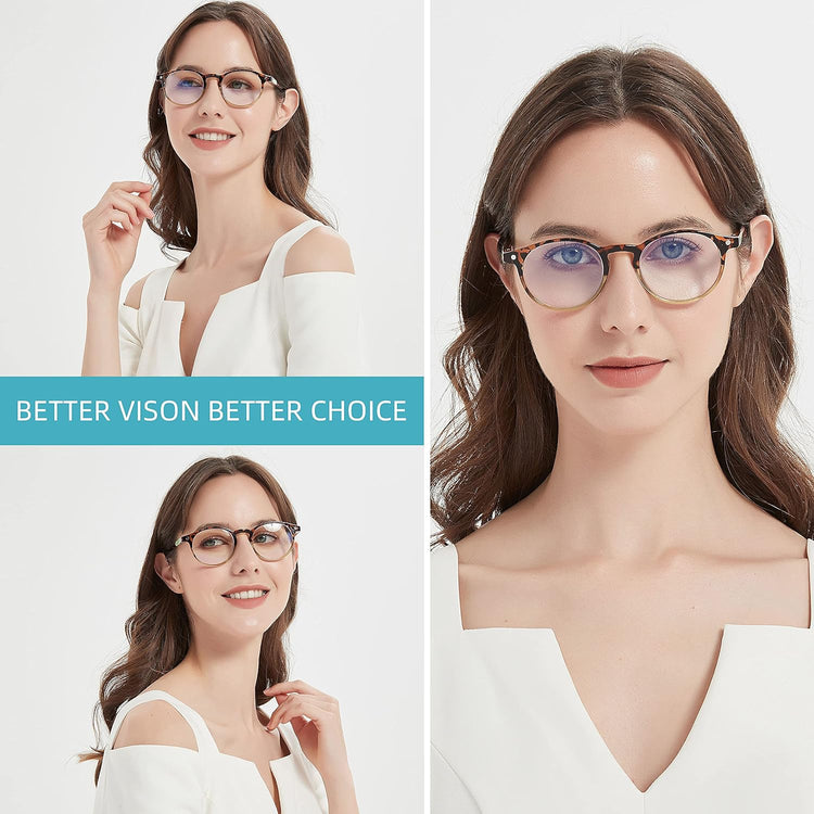 Reading Glasses for Women - Blue Light Blocking Ladies Spring Hinge Readers with Pouches anti Eyestrain/Glare Women&