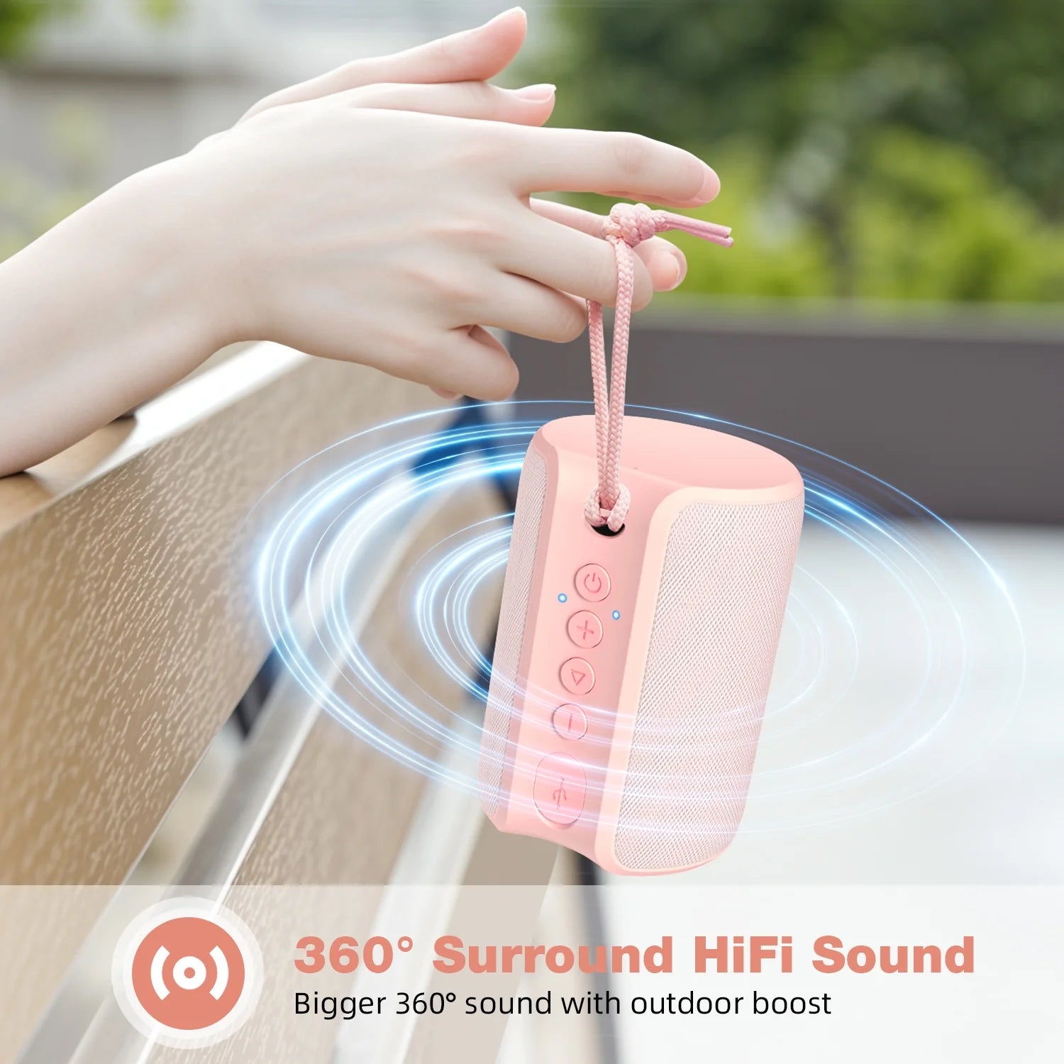Portable Bluetooth Speaker, IPX7 Waterproof Wireless Speaker with Bluetooth 5.0, TWS Mini Speaker for Outdoor/Party/Beach/Travel/Gifts, Pink