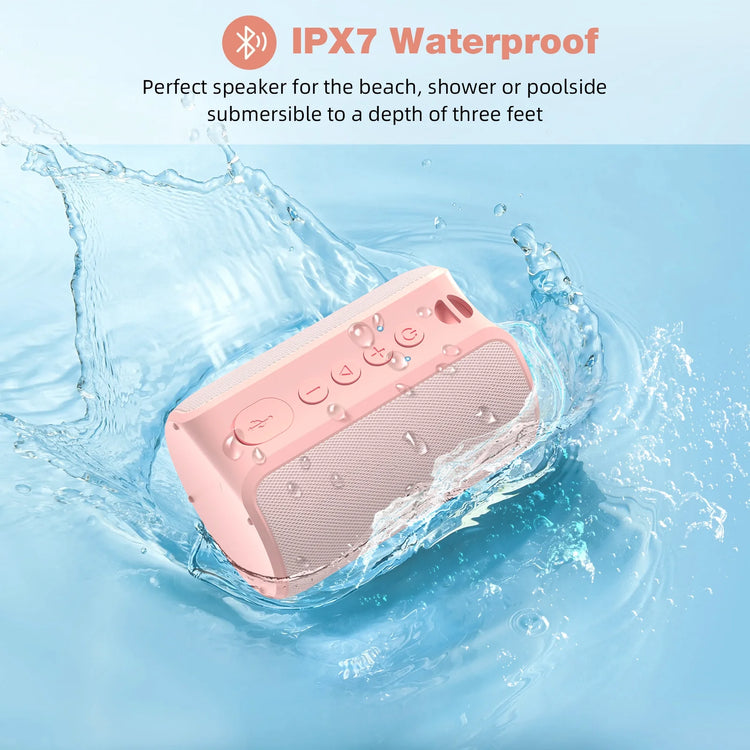 Portable Bluetooth Speaker, IPX7 Waterproof Wireless Speaker with Bluetooth 5.0, TWS Mini Speaker for Outdoor/Party/Beach/Travel/Gifts, Pink