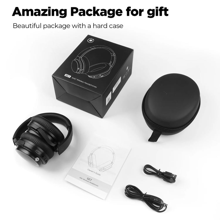 Wireless Headphones Active Noise Cancelling over Ear with Travel Case 30H Playtime