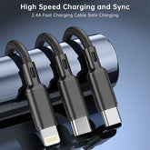 Multi Charging Cable 4FT, Multi Fast Charger Nylon Braided 3 in 1 Universal Phone Charger Fast Charging with USB C/Micro Usb/Iphone Port Compatible with Most Phones & Pads,Black