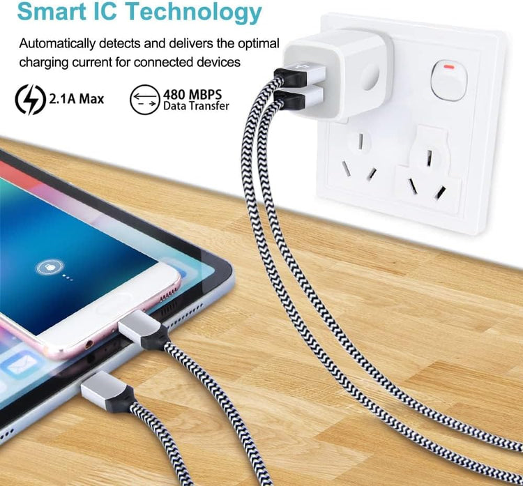 Charger Block, USB Wall Charger, Double USB Fast Charging Cube Block Charger Box, 2.1A Phone Chargerr Power Adapter 3Pack for Iphone 17 16 15 14 13 12 11 Pro Max XS XR X 8 Samsung Galaxy S25 Ultra A17