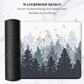 Large Gaming Mouse Pad, Forest Theme XXL 35.4 X 15.7 in Desk Pad Stitched Non-Slip Rubber Long Computer Mousepad Thin Extended Full Size Desk Mat for Desktop, Laptop, Wireless Mice, White