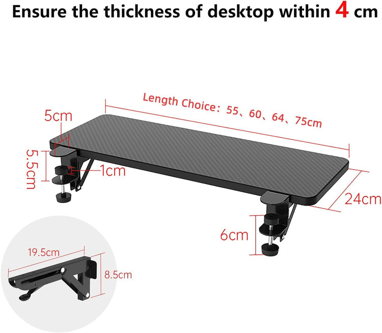 OUGIC Ergonomics Desk Extender Tray, 29.5"X9.5" Punch-Free Clamp On, Foldable Keyboard Drawer Tray, Table Mount Arm Wrist Rest Shelf, Computer Elbow Arm Support