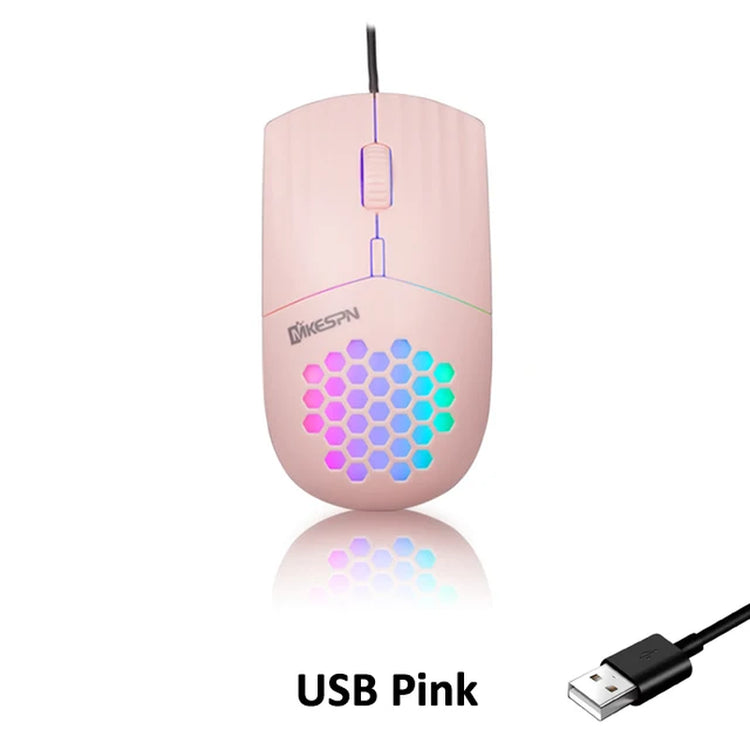 Wired RGB Backlit Honeycomb Shell Gaming Mouse