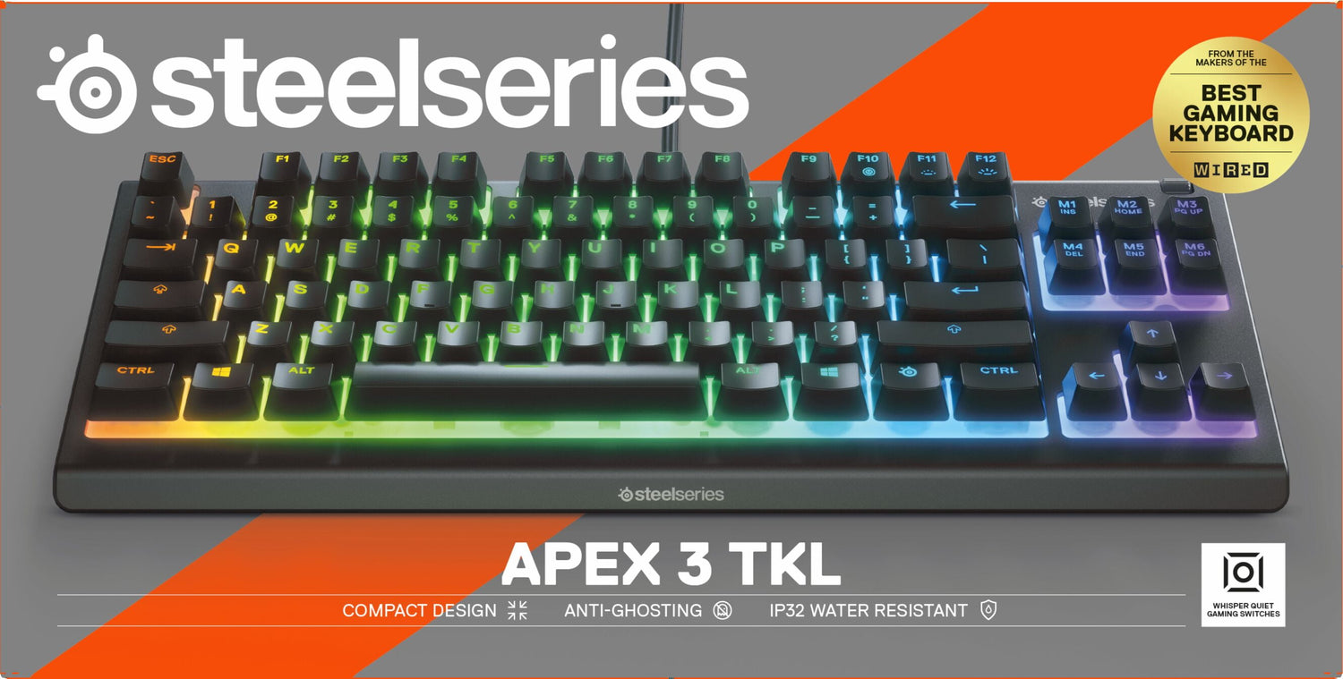 Apex 3 TKL RGB Gaming Keyboard - Tenkeyless - Water & Dust Resistant - PC and USB-A