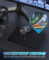 Computer Mouse Pad with Stitched Edges, Washable Mouse Mat with Superior Micro-Weave Cloth, Gaming Mouse Pad for Office & Home, Non-Slip Rubber Base, Black