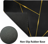 Gaming Mouse Pad 31.5×11.8 Inch XL with Stitched Edges Extended Waterproof Gold Line Black Geometric Desk Pads Non-Slip Rubber Base Large Keyboard Mat Computer Gaming Mousepad for Work/Office/Home