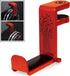 PC Gaming Headset Holder - Desk Headphone Hanger with Adjustable 360 Rotation, under Desk Headphone Hook Clamp, Universal Fit - Built in Cable Clip Organizer - Red