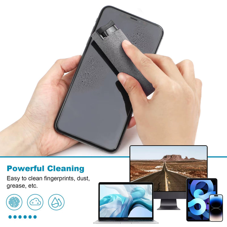 2 in 1 Phone Screen Cleaner Spray Portable Tablet Phone Touch Screen Cleaner Microfiber Cloth Set Glass Mini Cleaning Artifact