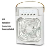3 in 1 Air Cooler Fan – Portable Air Conditioner, Humidifier with USB, 7 color light, and 3 wind gears.