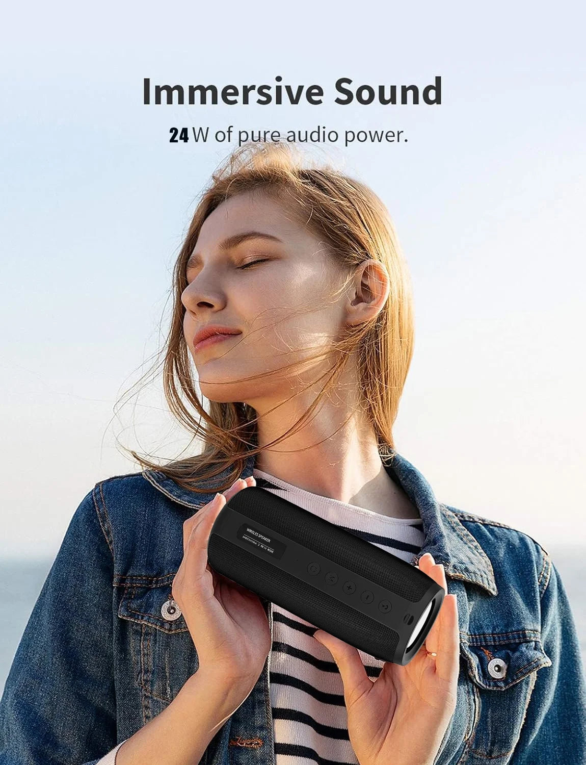 Portable Bluetooth Speaker, Wireless Speaker with Deep Bass Sound, Outdoor Speakers with Bluetooth 5.0, 30H Playtime, Dual Pairing for Home,Party