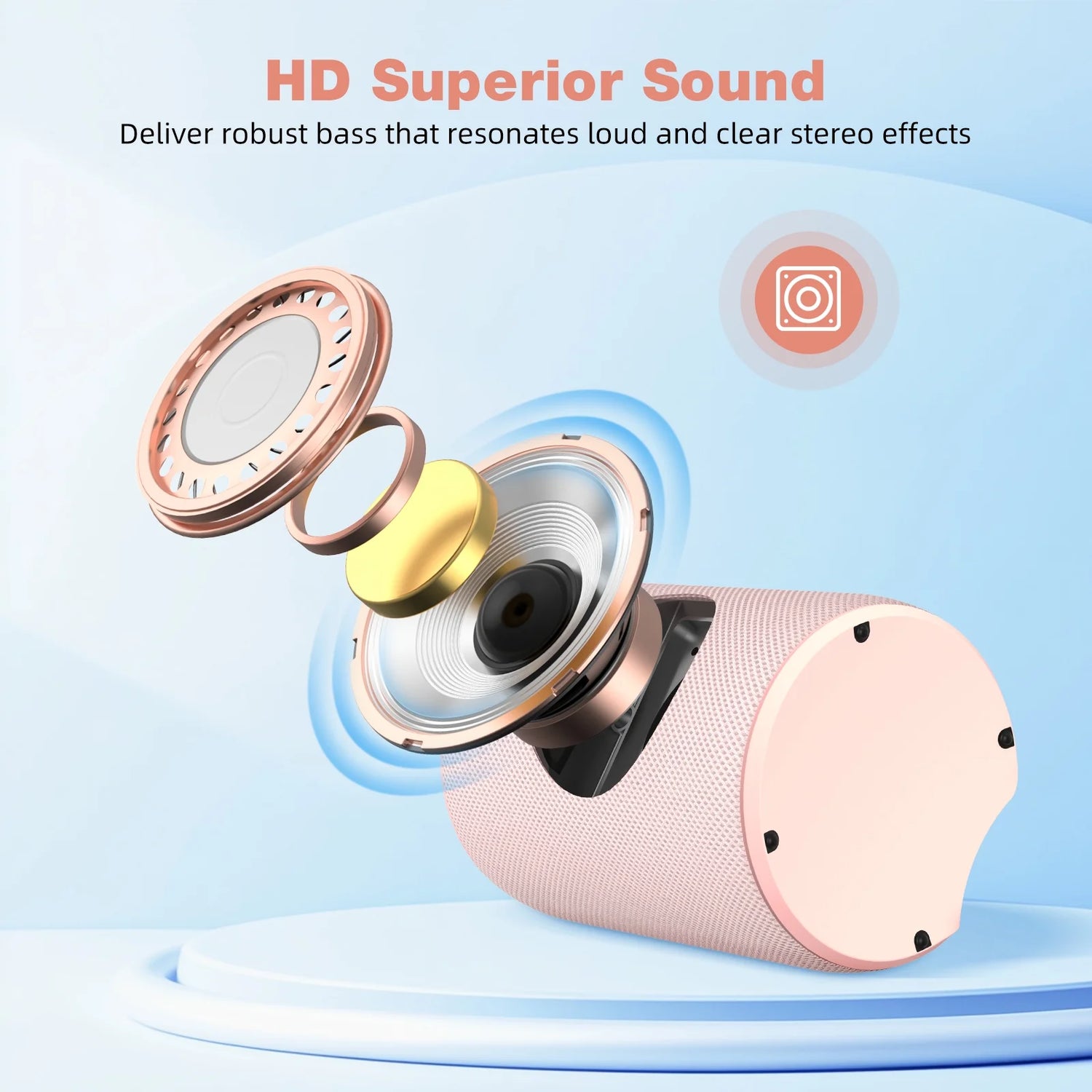 Portable Bluetooth Speaker, IPX7 Waterproof Wireless Speaker with Bluetooth 5.0, TWS Mini Speaker for Outdoor/Party/Beach/Travel/Gifts, Pink