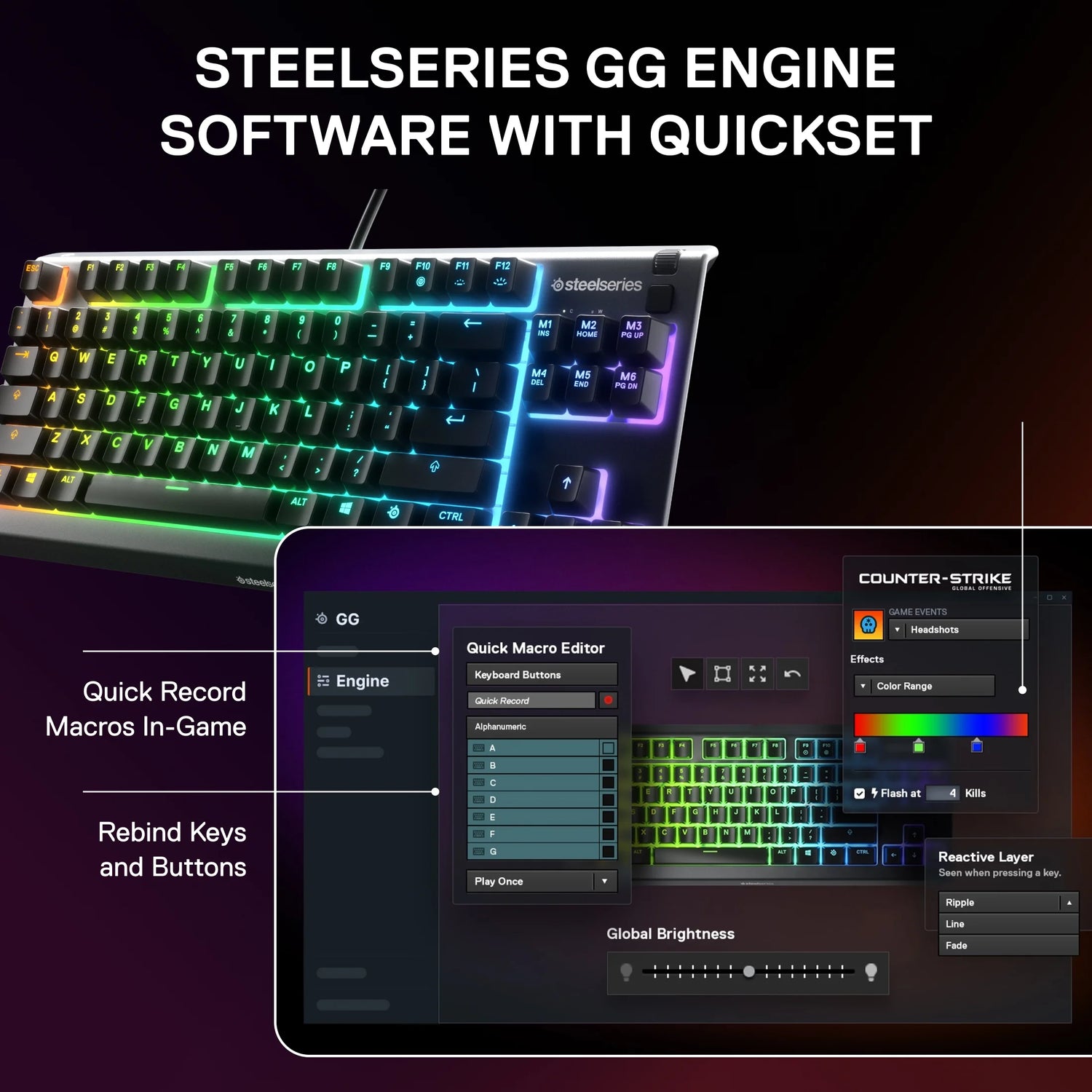 Apex 3 TKL RGB Gaming Keyboard - Tenkeyless - Water & Dust Resistant - PC and USB-A