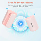 Portable Bluetooth Speaker, IPX7 Waterproof Wireless Speaker with Bluetooth 5.0, TWS Mini Speaker for Outdoor/Party/Beach/Travel/Gifts, Pink
