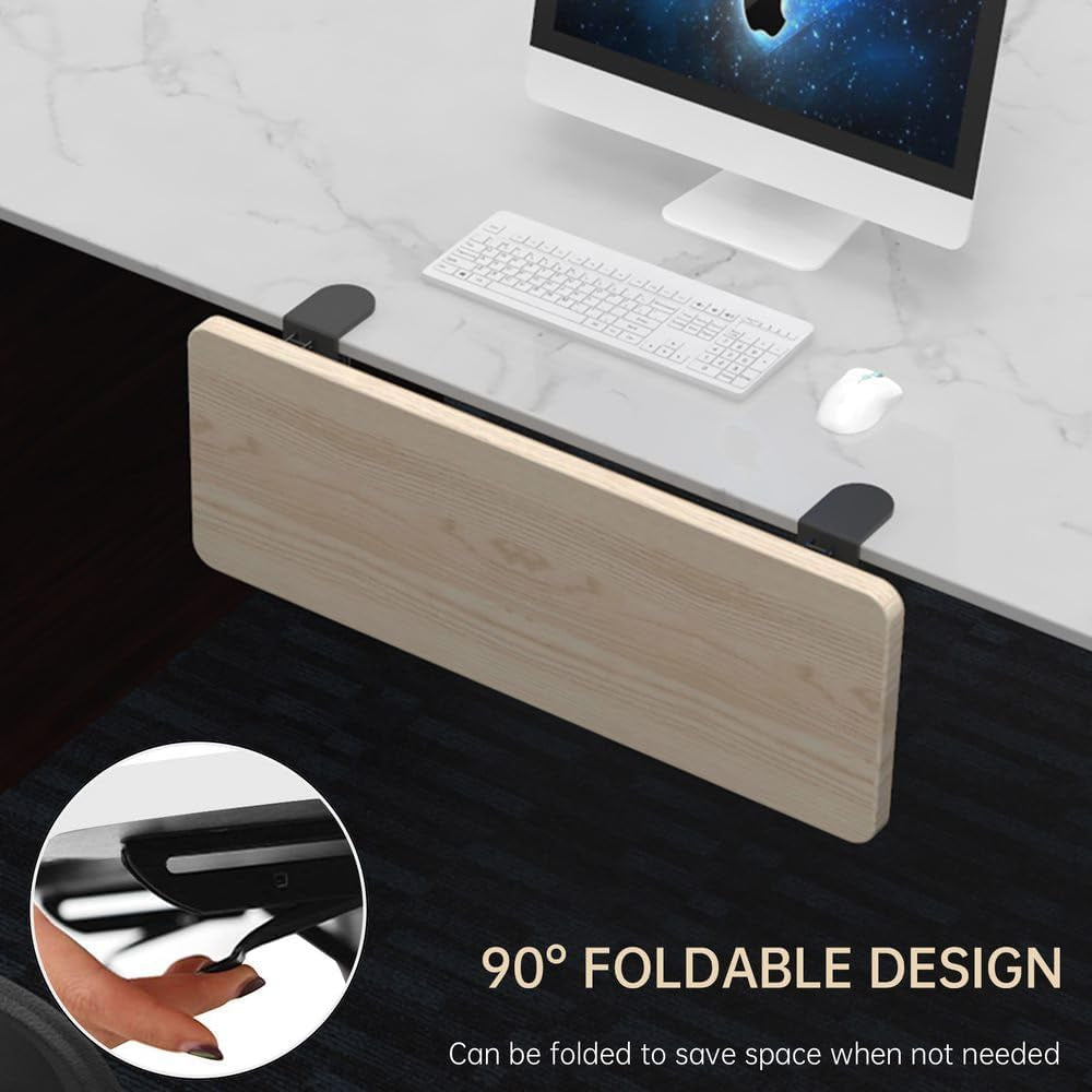 OUGIC Ergonomics Desk Extender Tray, 29.5"X9.5" Punch-Free Clamp On, Foldable Keyboard Drawer Tray, Table Mount Arm Wrist Rest Shelf, Computer Elbow Arm Support