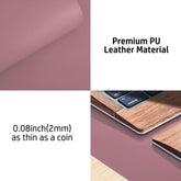 Leather Office Desk Mouse Pad Protector, Non-Slip PU Leather Laptop Desk Blotter/Mat, Waterproof Writing Pad for Office and Home, Dark Pink, 23.6" X 13.7"