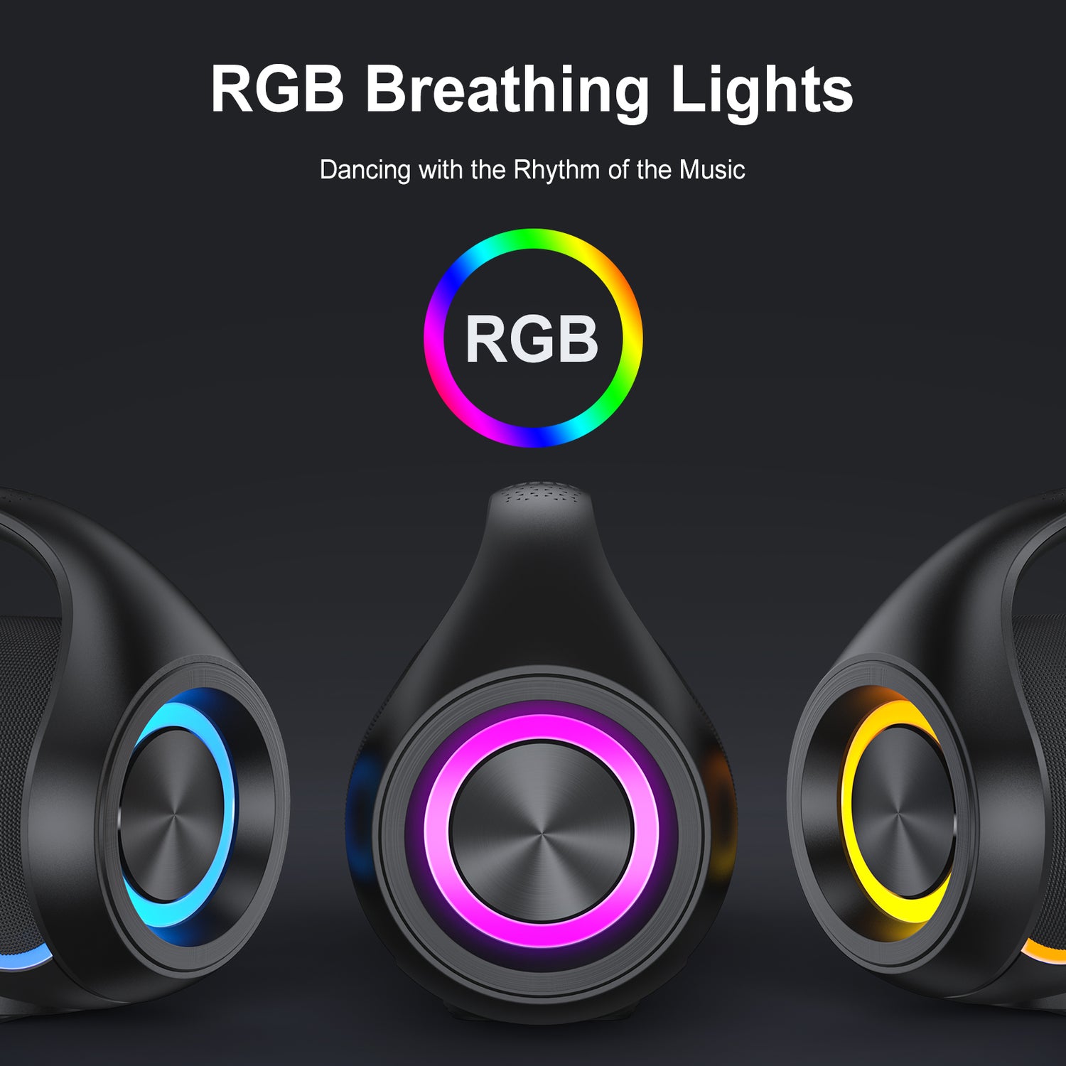 Bluetooth Speaker, Portable Speaker with DJ Lights, Deep Subwoofer, Wireless Waterproof Outdoor Speaker for Pool Beach Party, D20