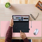 Desk Mat Large Protector Pad - Multifunctional Dual-Sided Office Desk Pad,Smooth Surface Soft Mouse Pad, Waterproof Desk Mat for Desktop, Pu Leather Desk Cover for Office/Home(Pink, 23.6" X 13.7")