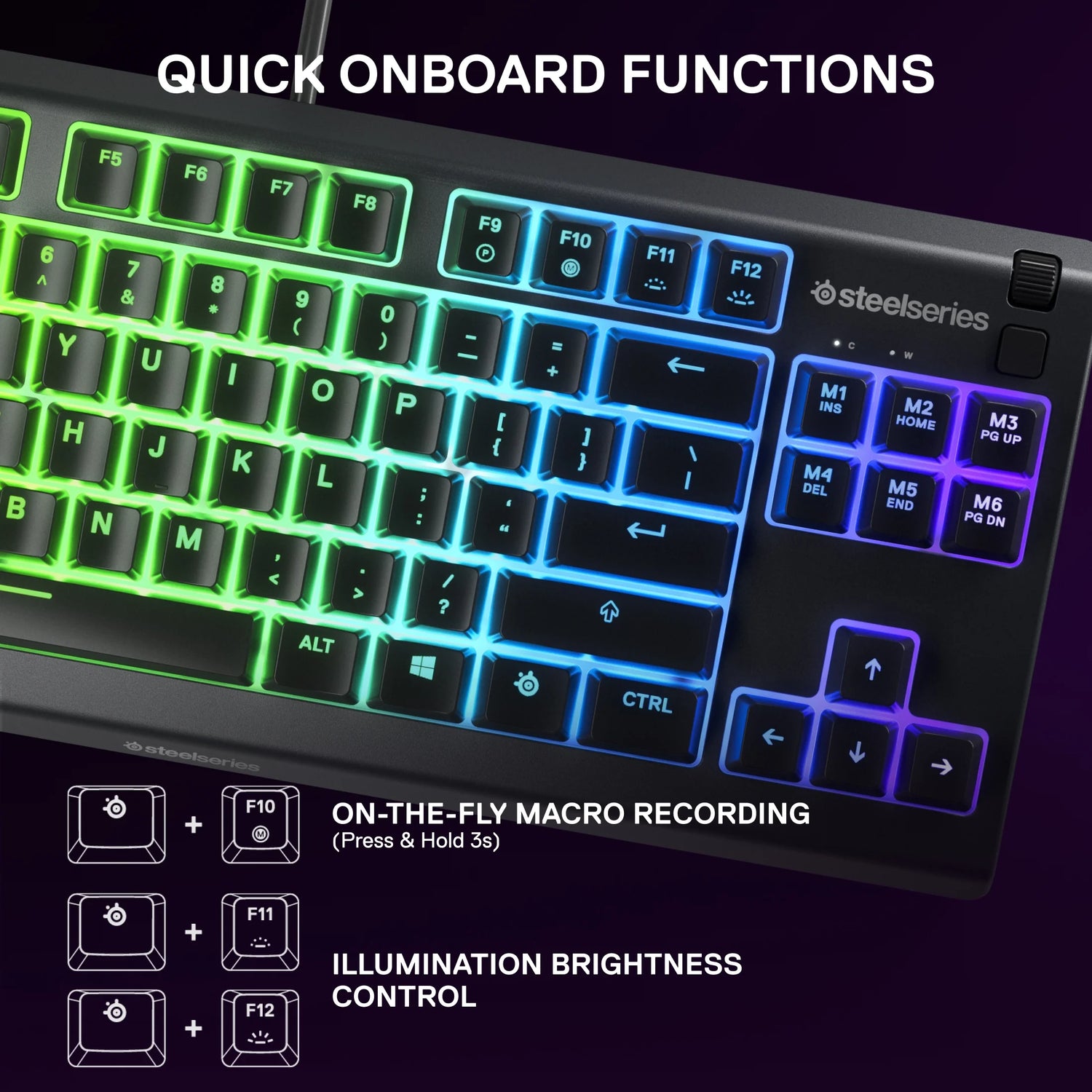 Apex 3 TKL RGB Gaming Keyboard - Tenkeyless - Water & Dust Resistant - PC and USB-A