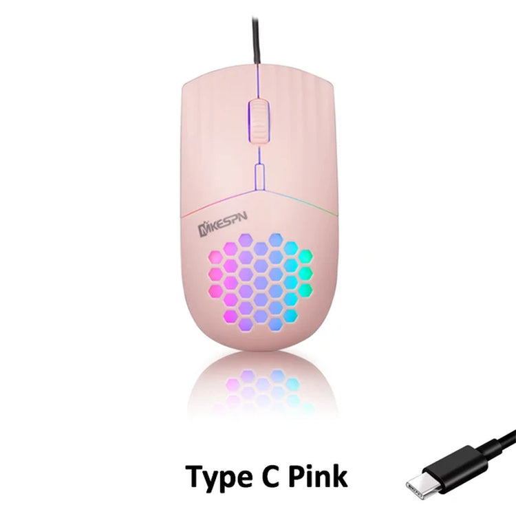 Wired RGB Backlit Honeycomb Shell Gaming Mouse