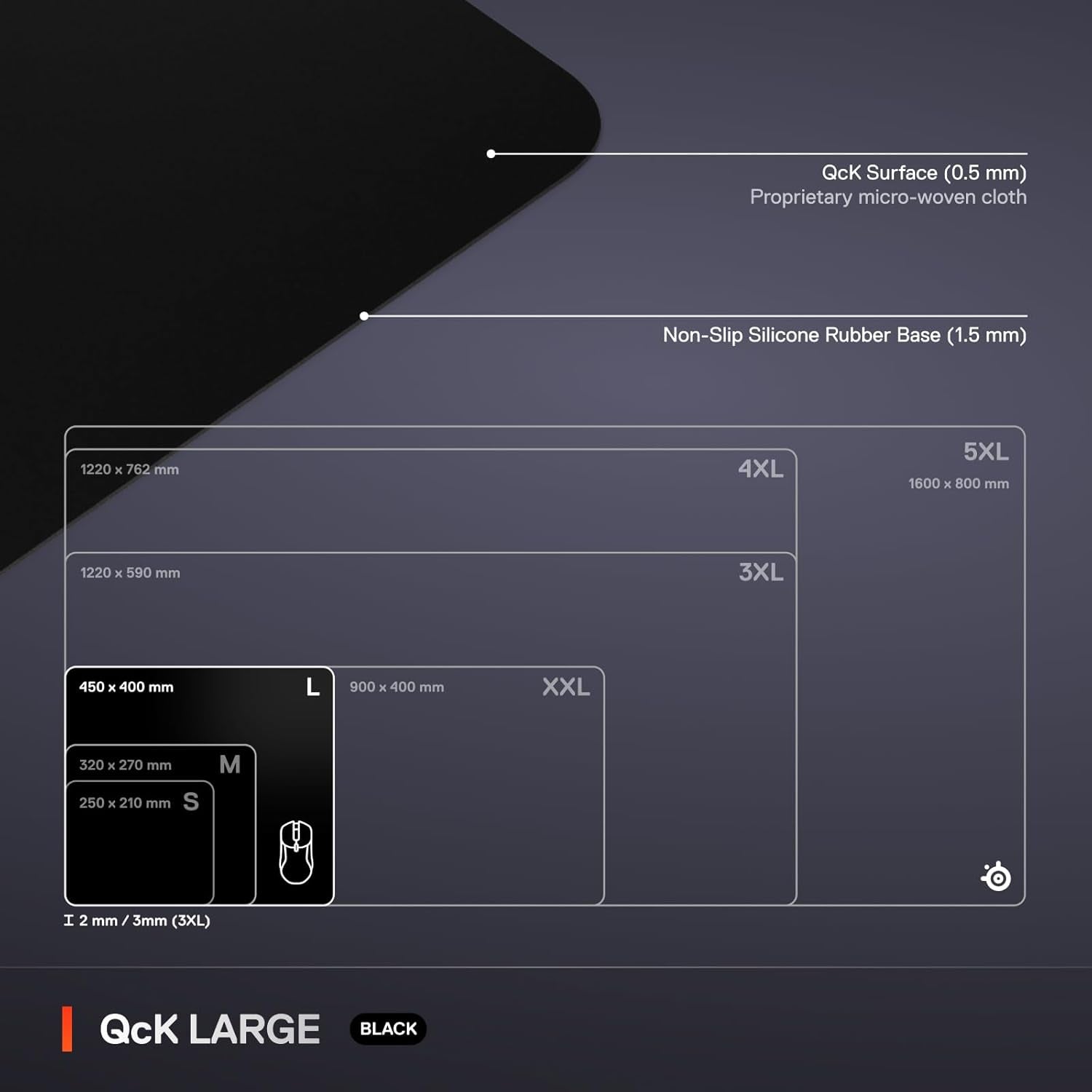 Qck Gaming Mouse Pad - Large Cloth - Optimized for Gaming Sensors