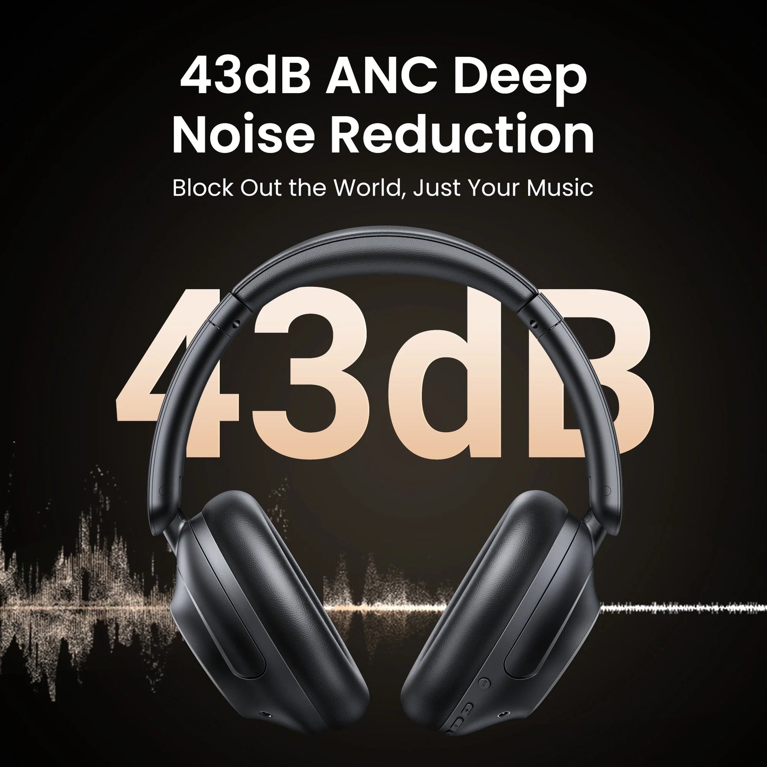 Max5 Bluetooth Noise Cancelling Headphones, over Ear, 90H Playtime, Black