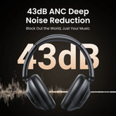 Max5 Bluetooth Noise Cancelling Headphones, over Ear, 90H Playtime, Black