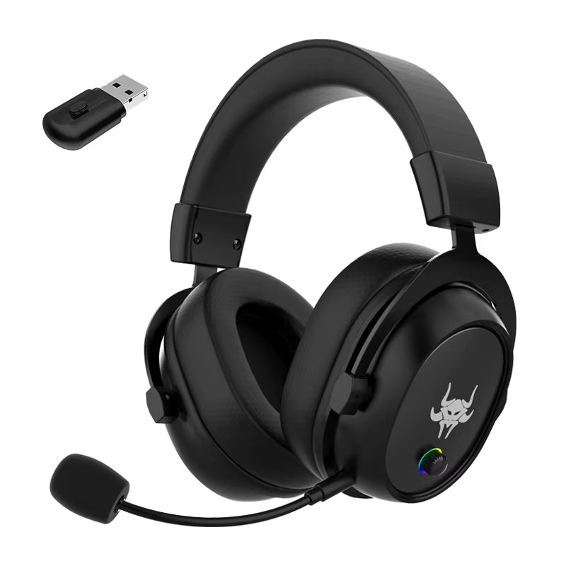 High-End 2.4G Wireless Overhead Sports Headphones with Bluetooth White Gaming Headset with Microphone Noise Canceling Headphones