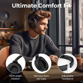 Wireless Headphones Active Noise Cancelling over Ear with Travel Case 30H Playtime